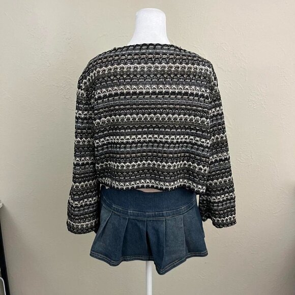 vintage 90s striped netted boho granola whimsygoth tie front cardigan - Picture 4 of 8